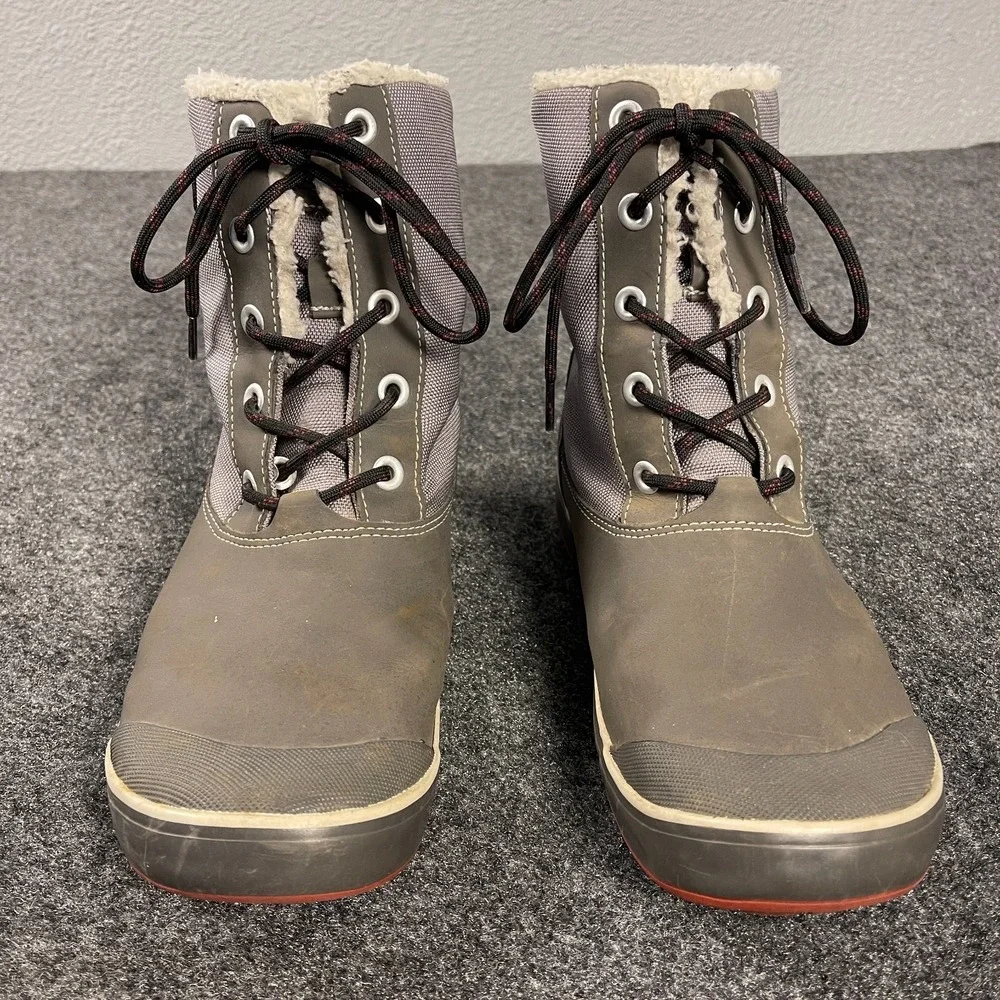 KEEN Elsa Boots Womens 9 Gray Waterproof Duck Winter Fleece Lined Lace Up